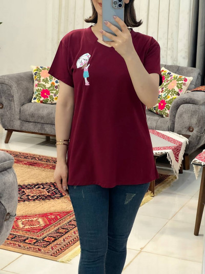 تیشرت گلدوزی دختر و چتر