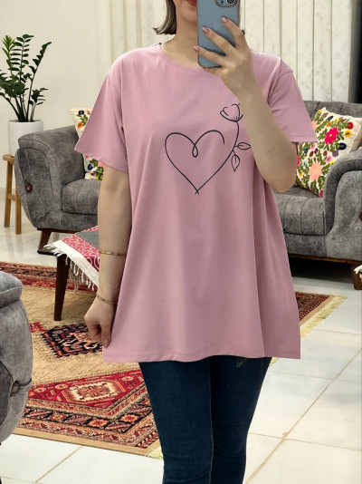 تیشرت بیگ سایز گل قلبی